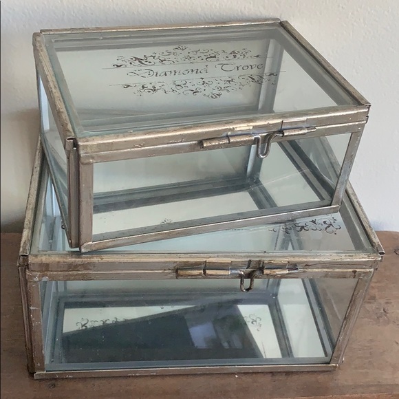 Other - Antique Glass & Metal Boxes with Glass Bottom